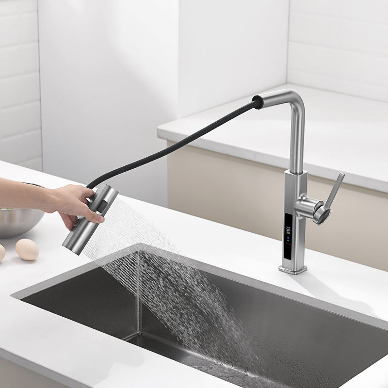 Lefton Waterfall & Pull-Out Kitchen Faucet with Temperature Display-KF2209