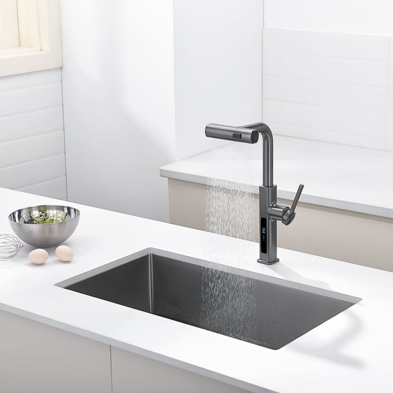 Lefton Waterfall & Pull-Out Kitchen Faucet with Temperature Display-KF2209
