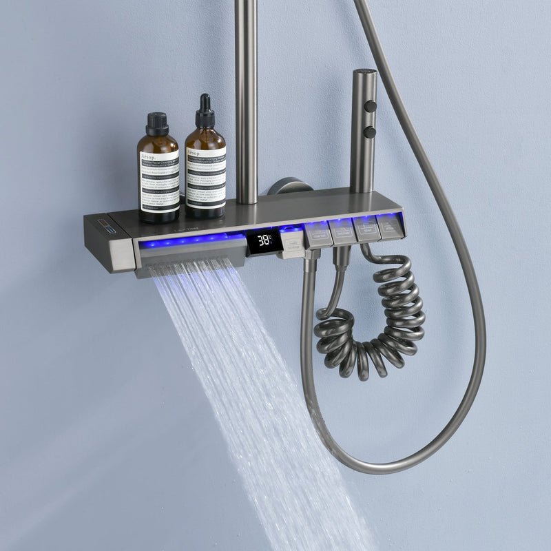 Lefton Thermostatic Shower System with 5 Water Modes and Temperature Display Screen-SST2206